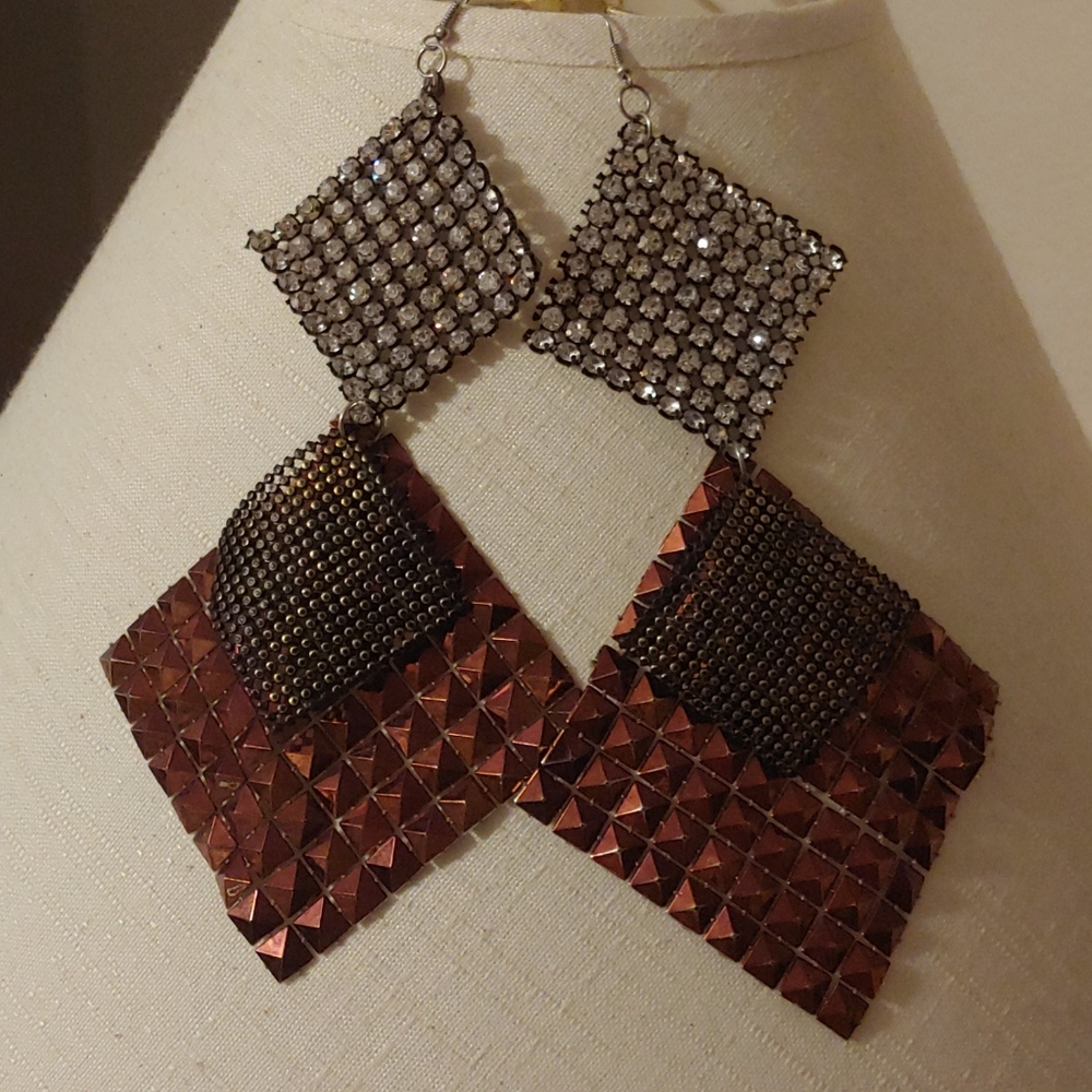 Disco Earrings Vintage 7" mesh 3 tier